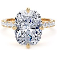 18ct Yellow Gold Compass Set 5.25cttw Cushion Lab Grown Diamond Set Shoulder Solitaire Engagement Ring - Ring Size O.5