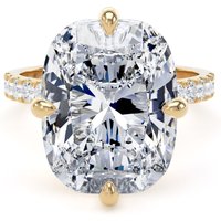 18ct Yellow Gold Compass Set 10.25cttw Cushion Lab Grown Diamond Set Shoulder Solitaire Engagement Ring - Ring Size F.5