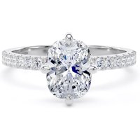 18ct White Gold Compass Set 1.70cttw Cushion Lab Grown Diamond Set Shoulder Solitaire Engagement Ring - Ring Size N.5