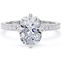 18ct White Gold Compass Set 2.20cttw Cushion Lab Grown Diamond Set Shoulder Solitaire Engagement Ring - Ring Size K