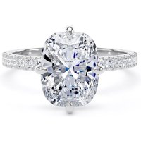 18ct White Gold Compass Set 3.25cttw Cushion Lab Grown Diamond Set Shoulder Solitaire Engagement Ring - Ring Size S.5