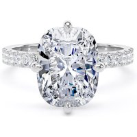 18ct White Gold Compass Set 4.25cttw Cushion Lab Grown Diamond Set Shoulder Solitaire Engagement Ring - Ring Size Y.5