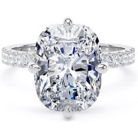 18ct White Gold Compass Set 5.25cttw Cushion Lab Grown Diamond Set Shoulder Solitaire Engagement Ring - Ring Size V