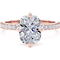 18ct Rose Gold Compass Set 2.20cttw Cushion Lab Grown Diamond Set Shoulder Solitaire Engagement Ring - Ring Size W.5