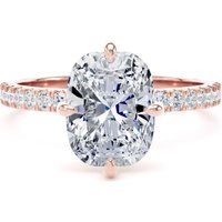 18ct Rose Gold Compass Set 2.70cttw Cushion Lab Grown Diamond Set Shoulder Solitaire Engagement Ring - Ring Size Q.5