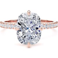 18ct Rose Gold Compass Set 3.25cttw Cushion Lab Grown Diamond Set Shoulder Solitaire Engagement Ring - Ring Size U
