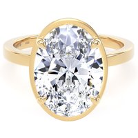 18ct Yellow Gold 4.17cttw Oval Cut Lab Grown Diamond Hidden Halo Solitaire Engagement Ring - Ring Size S