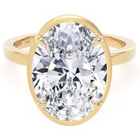18ct Yellow Gold 5.19cttw Oval Cut Lab Grown Diamond Hidden Halo Solitaire Engagement Ring - Ring Size U
