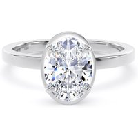 18ct White Gold 1.62cttw Oval Cut Lab Grown Diamond Hidden Halo Solitaire Engagement Ring - Ring Size I.5