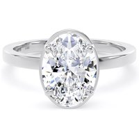 18ct White Gold 2.13cttw Oval Cut Lab Grown Diamond Hidden Halo Solitaire Engagement Ring - Ring Size J.5