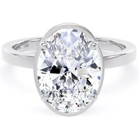 18ct White Gold 3.15cttw Oval Cut Lab Grown Diamond Hidden Halo Solitaire Engagement Ring - Ring Size X