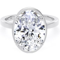 18ct White Gold 4.17cttw Oval Cut Lab Grown Diamond Hidden Halo Solitaire Engagement Ring - Ring Size Y