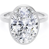 18ct White Gold 5.19cttw Oval Cut Lab Grown Diamond Hidden Halo Solitaire Engagement Ring - Ring Size G.5