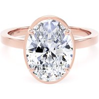 18ct Rose Gold 3.15cttw Oval Cut Lab Grown Diamond Hidden Halo Solitaire Engagement Ring - Ring Size S.5