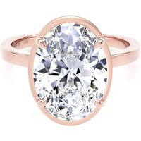 18ct Rose Gold 4.17cttw Oval Cut Lab Grown Diamond Hidden Halo Solitaire Engagement Ring - Ring Size R