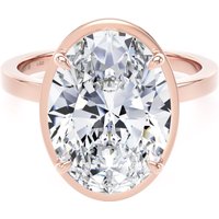 18ct Rose Gold 5.19cttw Oval Cut Lab Grown Diamond Hidden Halo Solitaire Engagement Ring - Ring Size I.5