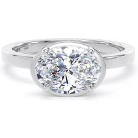 Platinum East-West 1.62cttw Oval Cut Lab Grown Diamond Hidden Halo Solitaire Engagement Ring - Ring Size R
