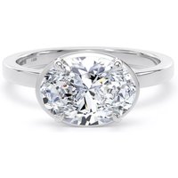 Platinum East-West 2.13cttw Oval Cut Lab Grown Diamond Hidden Halo Solitaire Engagement Ring - Ring Size N.5