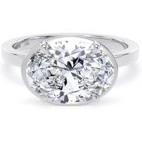 Platinum East-West 3.15cttw Oval Cut Lab Grown Diamond Hidden Halo Solitaire Engagement Ring - Ring Size X