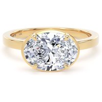 18ct Yellow Gold East-West 2.13cttw Oval Cut Lab Grown Diamond Hidden Halo Solitaire Engagement Ring - Ring Size P.5
