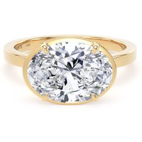 18ct Yellow Gold East-West 3.15cttw Oval Cut Lab Grown Diamond Hidden Halo Solitaire Engagement Ring - Ring Size X