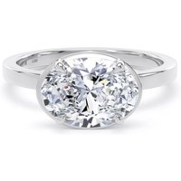 18ct White Gold East-West 2.13cttw Oval Cut Lab Grown Diamond Hidden Halo Solitaire Engagement Ring - Ring Size K