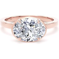 18ct Rose Gold East-West 2.13cttw Oval Cut Lab Grown Diamond Hidden Halo Solitaire Engagement Ring - Ring Size L.5