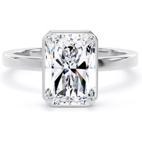 Platinum 3.15cttw Radiant Cut Lab Grown Diamond Hidden Halo Solitaire Engagement Ring - Ring Size S.5