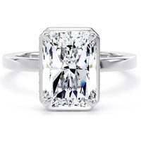 Platinum 4.17cttw Radiant Cut Lab Grown Diamond Hidden Halo Solitaire Engagement Ring - Ring Size F.5