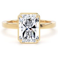 18ct Yellow Gold 3.15cttw Radiant Cut Lab Grown Diamond Hidden Halo Solitaire Engagement Ring - Ring Size H