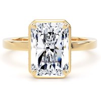 18ct Yellow Gold 4.17cttw Radiant Cut Lab Grown Diamond Hidden Halo Solitaire Engagement Ring - Ring Size L.5