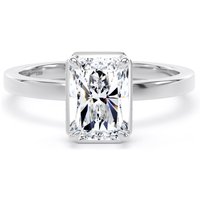 18ct White Gold 2.13cttw Radiant Cut Lab Grown Diamond Hidden Halo Solitaire Engagement Ring - Ring Size Q