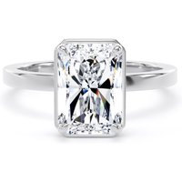 18ct White Gold 3.15cttw Radiant Cut Lab Grown Diamond Hidden Halo Solitaire Engagement Ring - Ring Size R