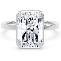 18ct White Gold 5.19cttw Radiant Cut Lab Grown Diamond Hidden Halo Solitaire Engagement Ring - Ring Size F