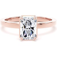 18ct Rose Gold 1.62cttw Radiant Cut Lab Grown Diamond Hidden Halo Solitaire Engagement Ring - Ring Size N
