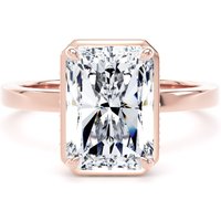 18ct Rose Gold 4.17cttw Radiant Cut Lab Grown Diamond Hidden Halo Solitaire Engagement Ring - Ring Size O.5