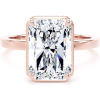 18ct Rose Gold 5.19cttw Radiant Cut Lab Grown Diamond Hidden Halo Solitaire Engagement Ring - Ring Size X