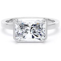 Platinum East-West 3.15cttw Radiant Cut Lab Grown Diamond Hidden Halo Solitaire Engagement Ring - Ring Size T.5