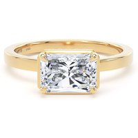 18ct Yellow Gold East-West 2.13cttw Radiant Cut Lab Grown Diamond Hidden Halo Solitaire Engagement Ring - Ring Size Y