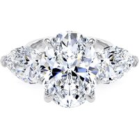 Platinum 9.00cttw Oval and Pear Cut Lab Grown Diamond 3 Stone Engagement Ring - Ring Size W.5