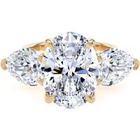 18ct Yellow Gold 6.40cttw Oval and Pear Cut Lab Grown Diamond 3 Stone Engagement Ring - Ring Size S