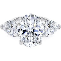 18ct White Gold 9.00cttw Oval and Pear Cut Lab Grown Diamond 3 Stone Engagement Ring - Ring Size W