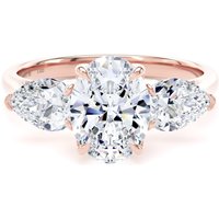18ct Rose Gold 2.00cttw Oval and Pear Cut Lab Grown Diamond 3 Stone Engagement Ring - Ring Size P.5