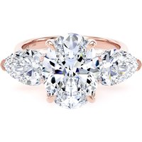 18ct Rose Gold 5.20cttw Oval and Pear Cut Lab Grown Diamond 3 Stone Engagement Ring - Ring Size L.5