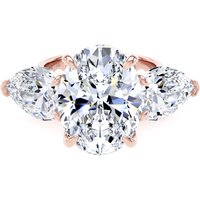 18ct Rose Gold 9.00cttw Oval and Pear Cut Lab Grown Diamond 3 Stone Engagement Ring - Ring Size G.5