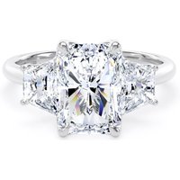 Platinum 4.20cttw Radiant and Trapezoid Cut Lab Grown Diamond 3 Stone Engagement Ring - Ring Size F