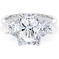 Platinum 5.20cttw Radiant and Trapezoid Cut Lab Grown Diamond 3 Stone Engagement Ring - Ring Size Z