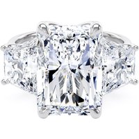 Platinum 9.00cttw Radiant and Trapezoid Cut Lab Grown Diamond 3 Stone Engagement Ring - Ring Size S