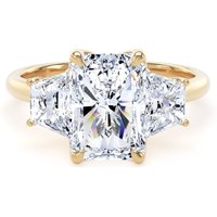 18ct Yellow Gold 4.20cttw Radiant and Trapezoid Cut Lab Grown Diamond 3 Stone Engagement Ring - Ring Size X