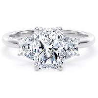 18ct White Gold 2.20cttw Radiant and Trapezoid Cut Lab Grown Diamond 3 Stone Engagement Ring - Ring Size L